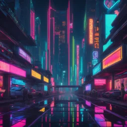 The neon-lit underbelly of a dystopian metropolis. Cyperpunk. Cyberspace. Dark. Epic. Neonlight. 4k.