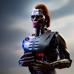 the terminator, illumination, brilliant coloring, smooth, sharp focus, crispy quality, vray; Pixar, Disney, Artstation; HD, HDR, SF, CGSociety, 16k, photorealistic, unreal engine