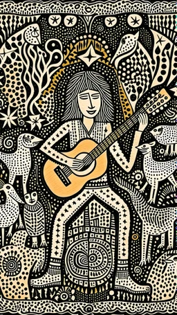 tom yorke in style of Warli painting