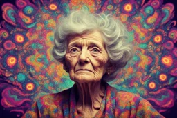 very old woman psychedelic image