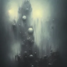 photographic camera in abstract style. fog and smoke in atmosphere. bokeh, lens flare. Dark mood. Dripping paint. oil on canvas, high detailed. beksinski