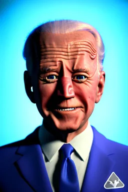 Waist up muppet Portrait, joe Biden as muppet doll, Blue suit, photo studio, blue background, unreal engine 5, concept art, art station, god lights, ray tracing, RTX, lumen lighting, ultra detail, volumetric lighting, 3d.