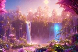 gold light violet fuchsia crystal galactic background，waterfall, full of details, smooth, bright sunshine，soft light atmosphere, light effect，vaporwave colorful, concept art, smooth, extremely sharp detail, finely tuned detail, ultra high definition, 8 k, unreal engine 5, ultra sharp focus