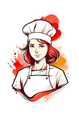 Chef, girl, color, white, homemade, meat, kitchen, logo