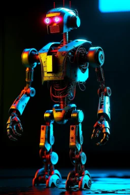 robot , neon, techno, cyber. biped