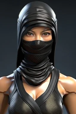 Photorealistic ninja woman in bathing suit