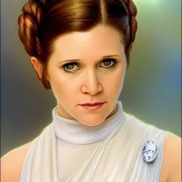 [[extrem stunning photorealistic Carrie Fisher as Princess Leia]] :: [[photorealistic hazel iris, short hair, head and shoulders portrait, 8k resolution photorealistic portrait by Greg Rutkowski, Artgerm, WLOP, Alphonse Mucha, dynamic lighting, hyperdetailed, intricately detailed, triadic colors]]