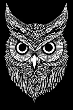 Black and white abstract owl head