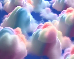 Clouds made of colorful cotton candy