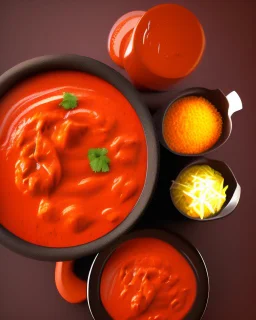 Tikka Masala Sauce. Realistic photo. HD. Glowing. 3d style