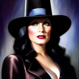 Ultra detailed fullbody Portrait in oil on canvas of Zatanna , extremely detailed digital painting, extremely detailed face,crystal clear Big Glowing eyes, mystical colors ,perfectly centered image, perfect composition, rim light, beautiful lighting, 8k, stunning scene, raytracing, anatomically correct, in the style of robert e howard and Ken Kelley and Ohrai Noriyoshi and Simon Bisley and tomzj1