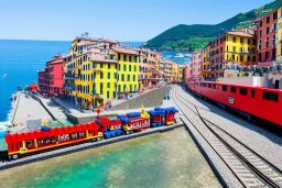 Lego Train in lego riomaggiore italy sea town lego