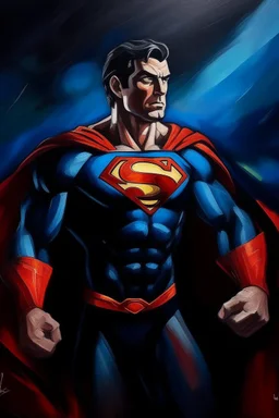 Superman latenight show oil canvas