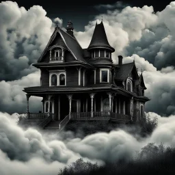 Haunted house among the clouds.