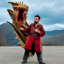 guy with a dragon fighting