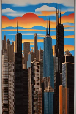 Chicago Skyline; Reverse Perspective; Optical Art; Patrick Hughes