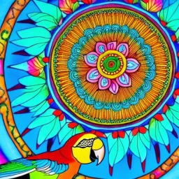 mandala muster sind auf dem flügel von einem papagei