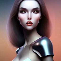 black long hairs smiling lady android top on Mars