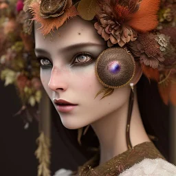 woolitize, frida, rusty metal, feathers, Dryad, fae, sidhe, ominous, nature, plants, wildflower, facepaint, dnd character portrait, intricate, oil on canvas, masterpiece, expert, insanely detailed, 4k resolution, retroanime style, cute big circular reflective eyes, Pixar render, unreal engine cinematic smooth, intricate detail , soft smooth lighting, soft pastel colors