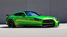 Mercedes-Benz AMG GT63s, green, with four side doors and the head of the car to the right