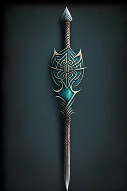 A two handed spear with carvings and colorless runes