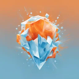 say ice, graphic style, warm orange and cool light blue