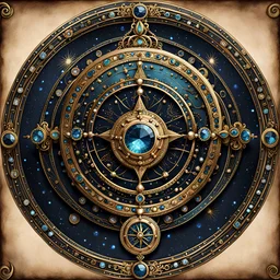 a ((hand_drawn_jeweled_astrolabe_schematic_on_jeweled_nautical_parchment_bold_lines_loose_lines)), zeolite, deep rich colors, (shiny glass jewels), ultra quality, ultra-detailed, 16k resolution, trending on Artstation, gorgeous and elegant, unique