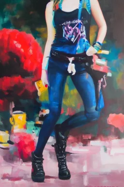 Full body portrait, painting, medium shot lady SkaPunk