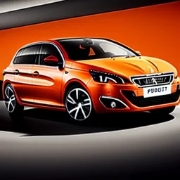 Peugeot 308, orange et noir,