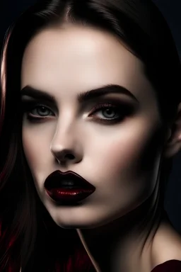 woman with dark red lips