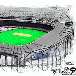 Angel backside cricket stadium sketch