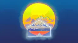 subject=(yeti), background=(mountains, alberta, forest fires, burning), time=(sunset), style=(vaporwave), effect=(smoke, plumes)