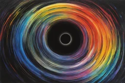 colorful, rainbow, A visually striking and abstract representation of the void and a black hole, utilizing dark hues and dynamic shapes to evoke the enigmatic and powerful aspects of cosmic emptiness, (visually striking abstract representation:1.4), (the void and black hole:1.5), (dark hues and dynamic shapes:1.3), (expressive and cosmic ambiance:1.2), drawing inspiration from abstract interpretations of the cosmic void and black hole phenomena