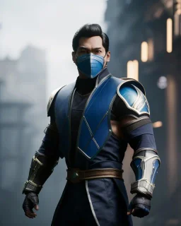 Sub Zero from Mortal Kombat 11, mask, highly detailed, hyper-detailed, beautifully color-coded, insane details, intricate details, beautifully color graded, Cinematic, Color Grading, Editorial Photography, Depth of Field, DOF, Tilt Blur, White Balance, 32k, Super-Resolution, Megapixel, ProPhoto RGB, VR, Half rear Lighting, Backlight, non photorealistic rendering