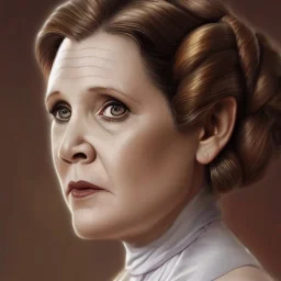 [[extrem stunning photorealistic Carrie Fisher as Princess Leia]] :: [[photorealistic brown eyes, short hair, head and shoulders portrait, 8k resolution photorealistic portrait by Greg Rutkowski, Artgerm, WLOP, Alphonse Mucha, dynamic lighting, hyperdetailed, intricately detailed, triadic colors]]