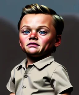 Leonardo di caprio toddler, full body, car, dramatic lighting, hyper realistic