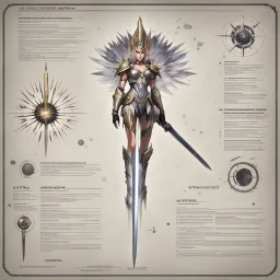 ConceptSheet: A document showing Astra – Divine celestial weapons with devastating impacts, so powerful of incomprehensible power.