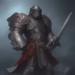 Knight guard far away. Shiny Magic scroll. Weapons. Tight. Damascus steel. Technical details. Red. Doom dark. Meteorite. Fire.