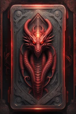 sacred geometry framed playing card, red dragon fire boss card in the style of Giger and fallout 4 ,,bokeh like f/0.8, tilt-shift lens 8k, high detail, smooth render, down-light, unreal engine