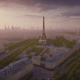 Wide-angle shot, Landscape of Paris, ulta realistic, cinematic, Unreal Engine 5, 8k