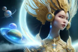  beautiful cosmic asiatic woman with blu color skin, long hair, nice smiling, magic glamour make up, delicate colors, beautiful glamour galactique dress, ultra sharp focus, 8k, unreal engine 5, extremely sharp detail, light effect, soft light atmosphere of a spaceship, smooth, full of details, face in front, complete vision of face and hair and body