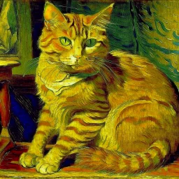 Portrait d'un chat par Van Gogh