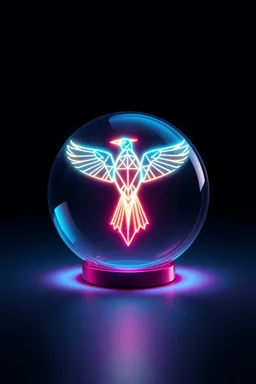 neon bird geometry symbol in xtal ball