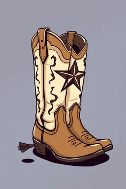 a pair of cowgirl boots with a large star on the side. Vector illustration