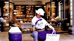 fedex driver with potato sack on head using chainsaw