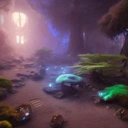 hedjuk, crystalline, renderin, room, cosmic, opalescent, 100mm, opalescent, gemstones, crystals, object, unworldly,rock, moss,bright,crystals,sci-fi ,space suit, atmospheric, realistic, cinematic lighting,unreal engine 5