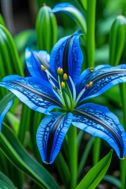 Blue lily plant in a botanical