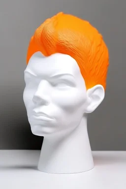 White rubber face with rubber effect in all face with orange sponge rubber effect hair