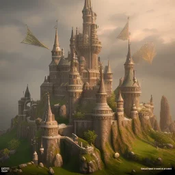 Camelot made of felt, 16k quality, hyper realistic, 3d render, dramatic lighting, octane render, volumetric lighting