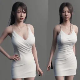 only hitomi tanaka, white dress, highly realistic, highly detailed, octane render,